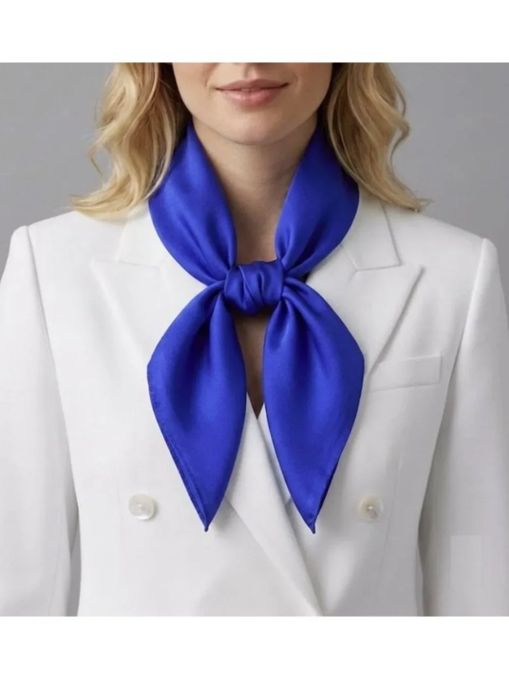 ❤️Elegant Luxurious Square Silky Satin Scarf Bandana light Blue Solid Soft Hijab